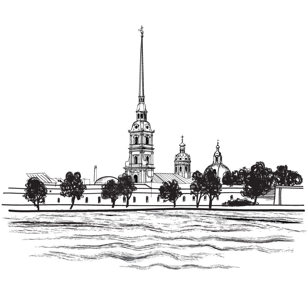 Графика Петропавловск Петропавловская крепость в Санкт-Петербурге
