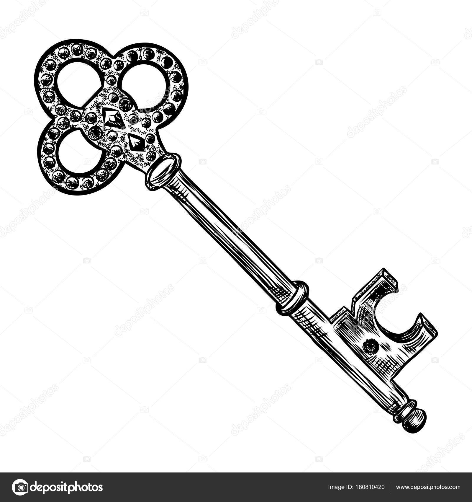Старинный ключ трафарет