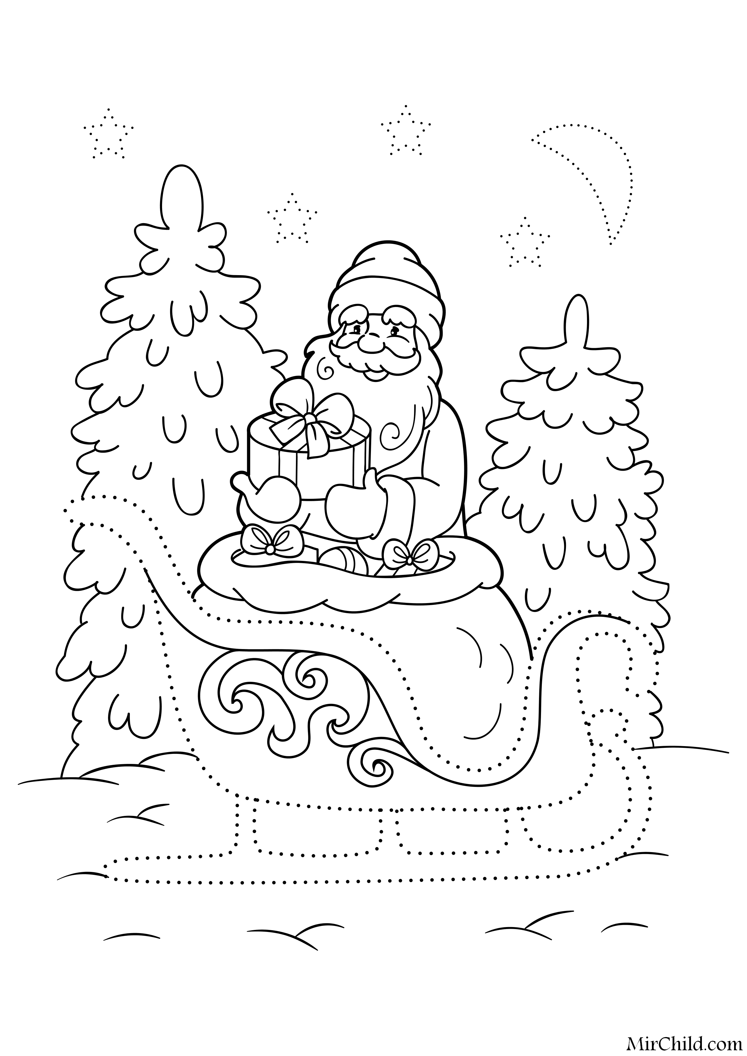 Дед Мороз раскраска для детей