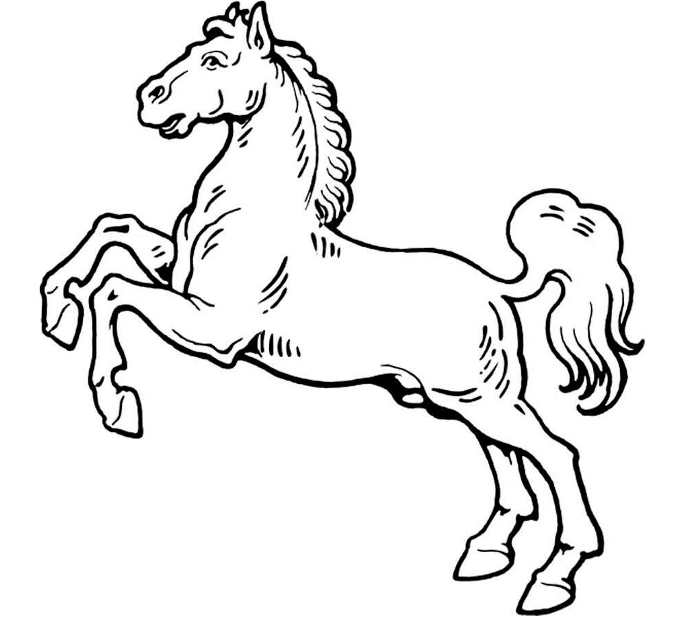 Лошадь контурный рисунок