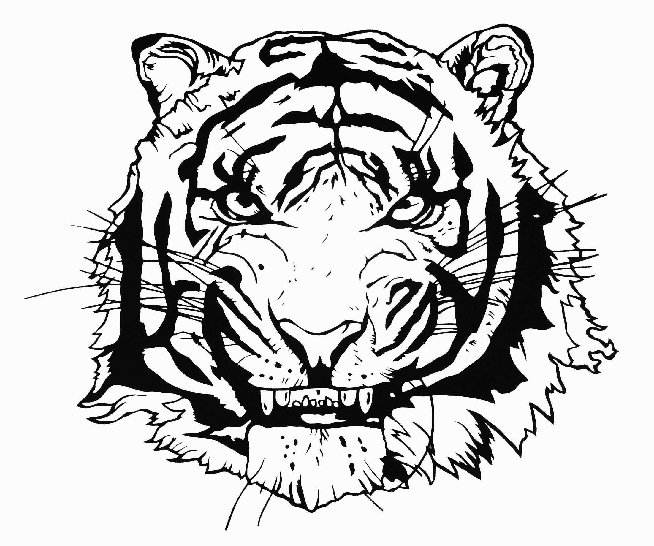 Тигр тату эскиз черно белый