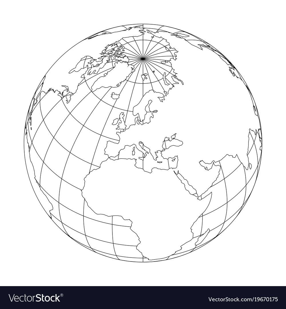 Земной шар с меридианами