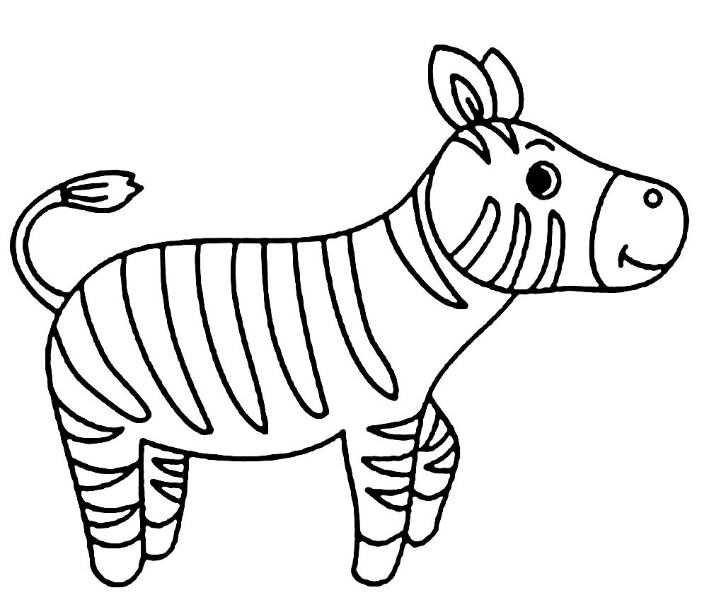 Контур зебры для детей