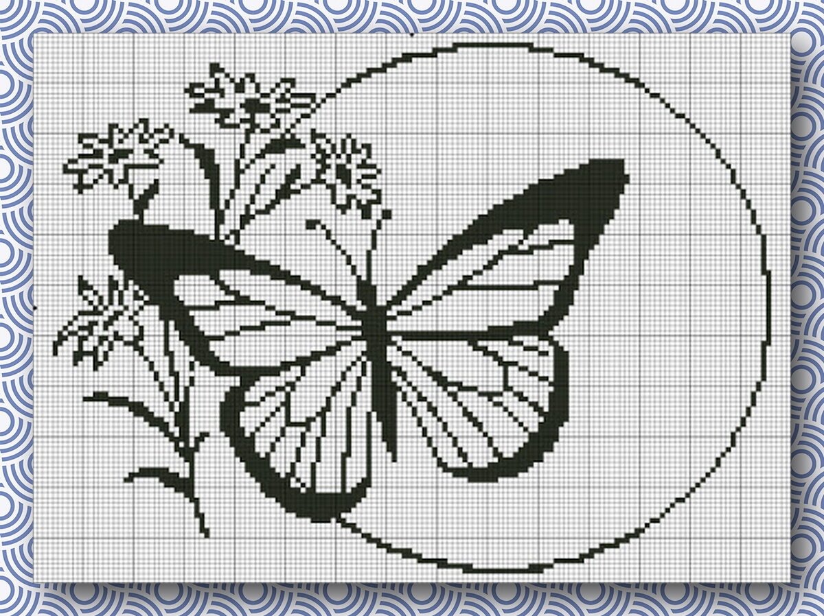 Вышивка крестом схемы бабочек монохромные