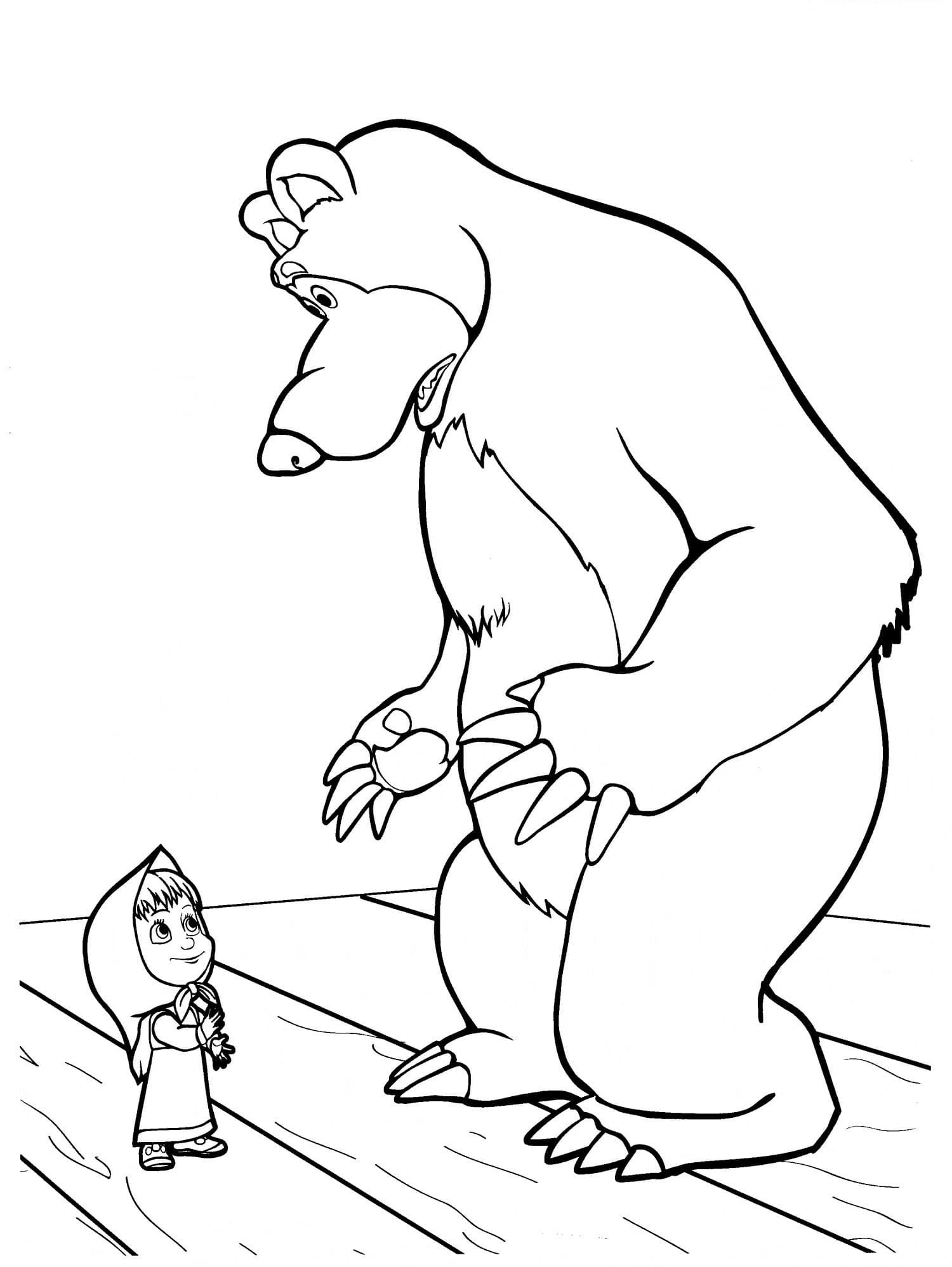 Маша и медведь для разукрашивания