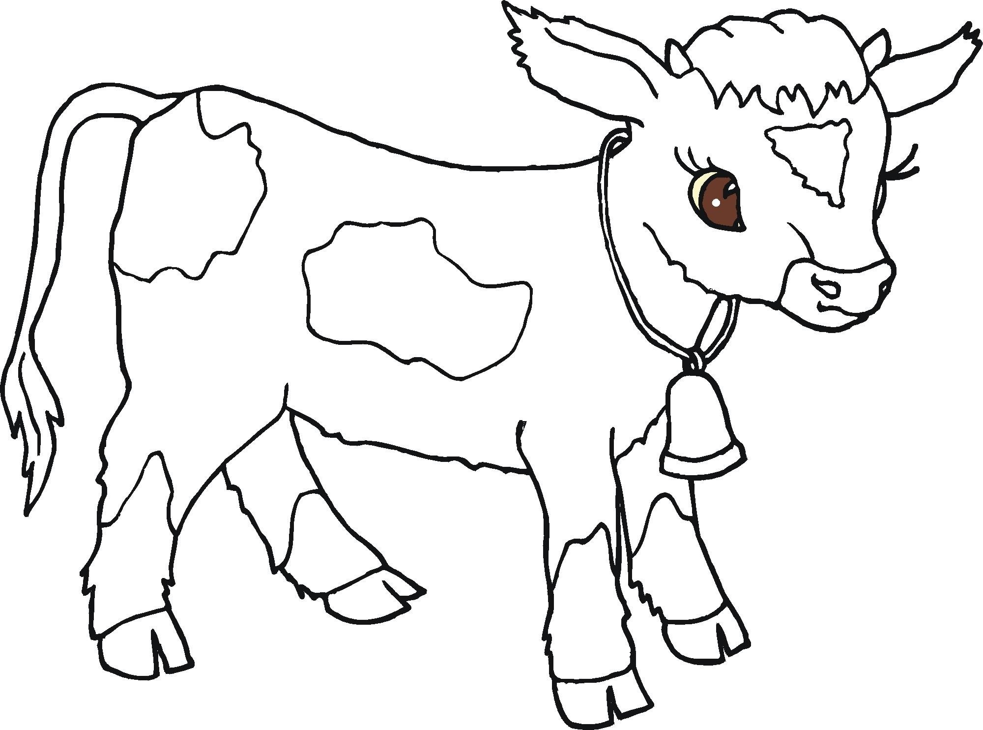 Раскраска корова с теленком для детей