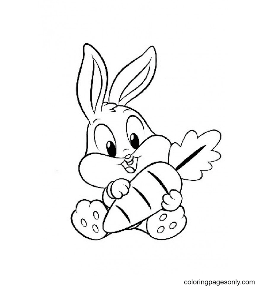Рисунок заяц с морковкой для детей раскраска