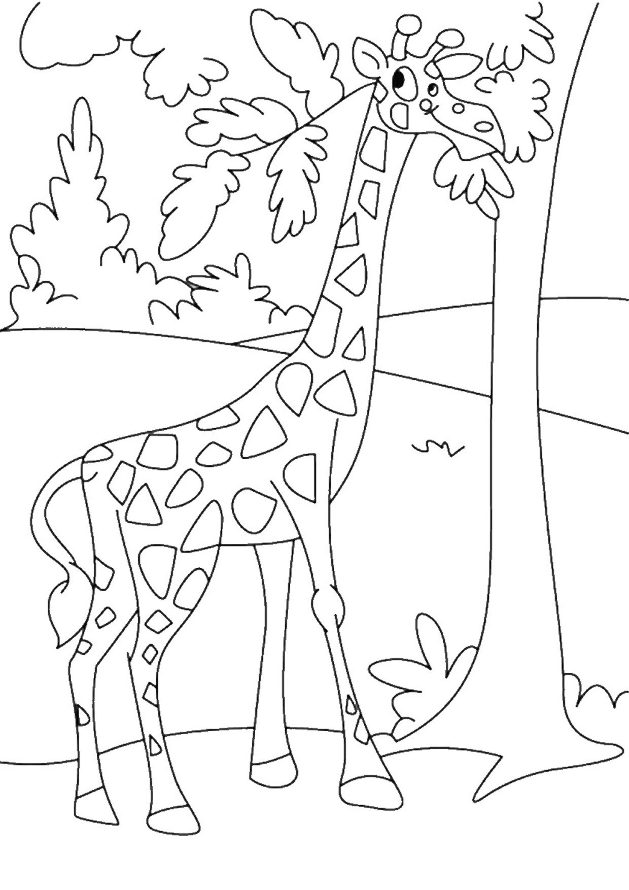 Жираф раскраска для самых маленьких