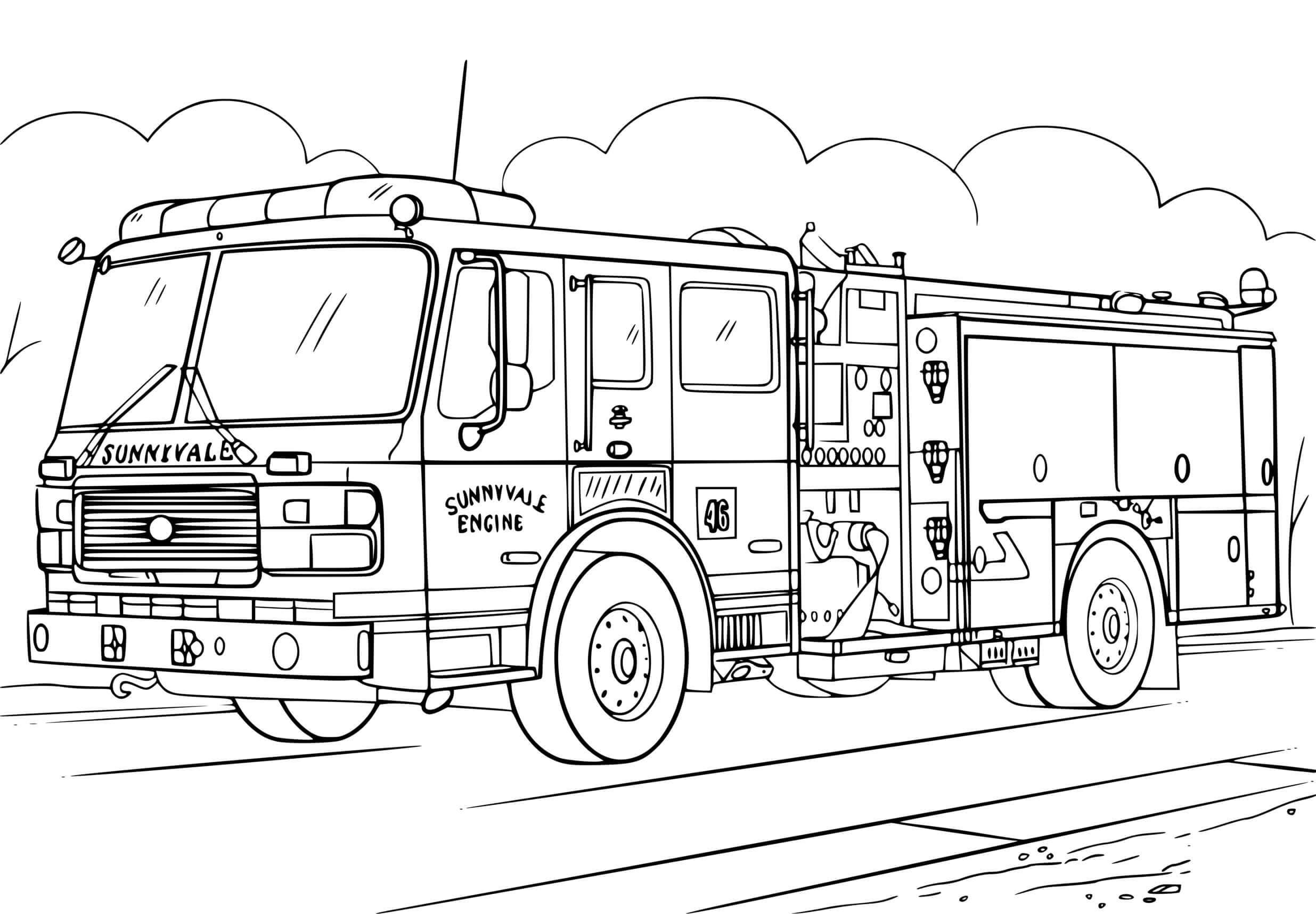 Пожарная машина раскраска для детей