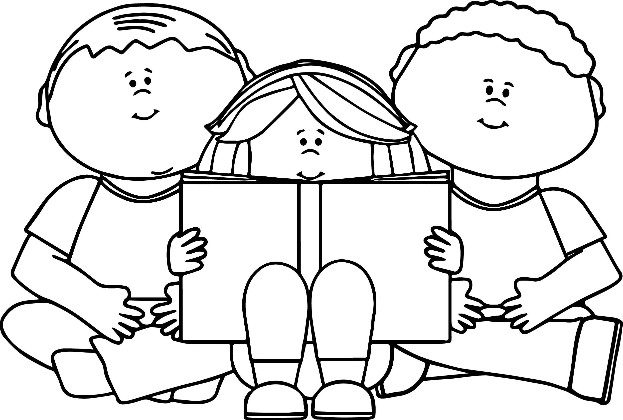 Раскраска ребенок с книгой для детей
