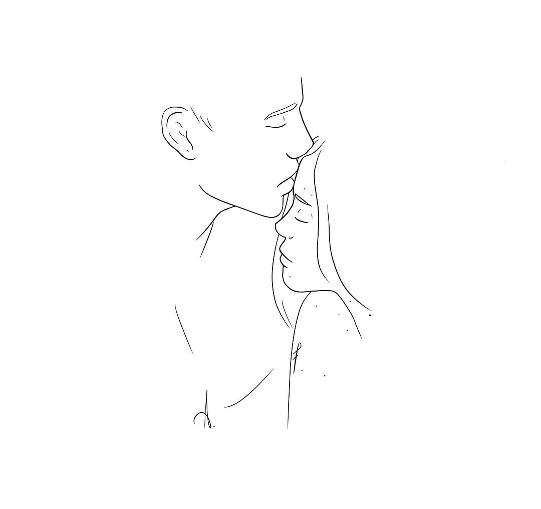 Поцелуй рисунок простой
