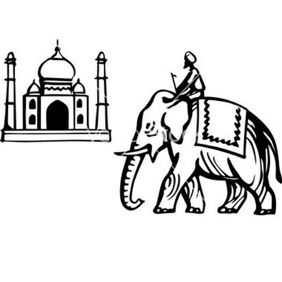 Рисунок Индии слона и Тадж махала