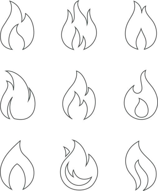 Языки пламени рисунок трафарет для вырезания из бумаги