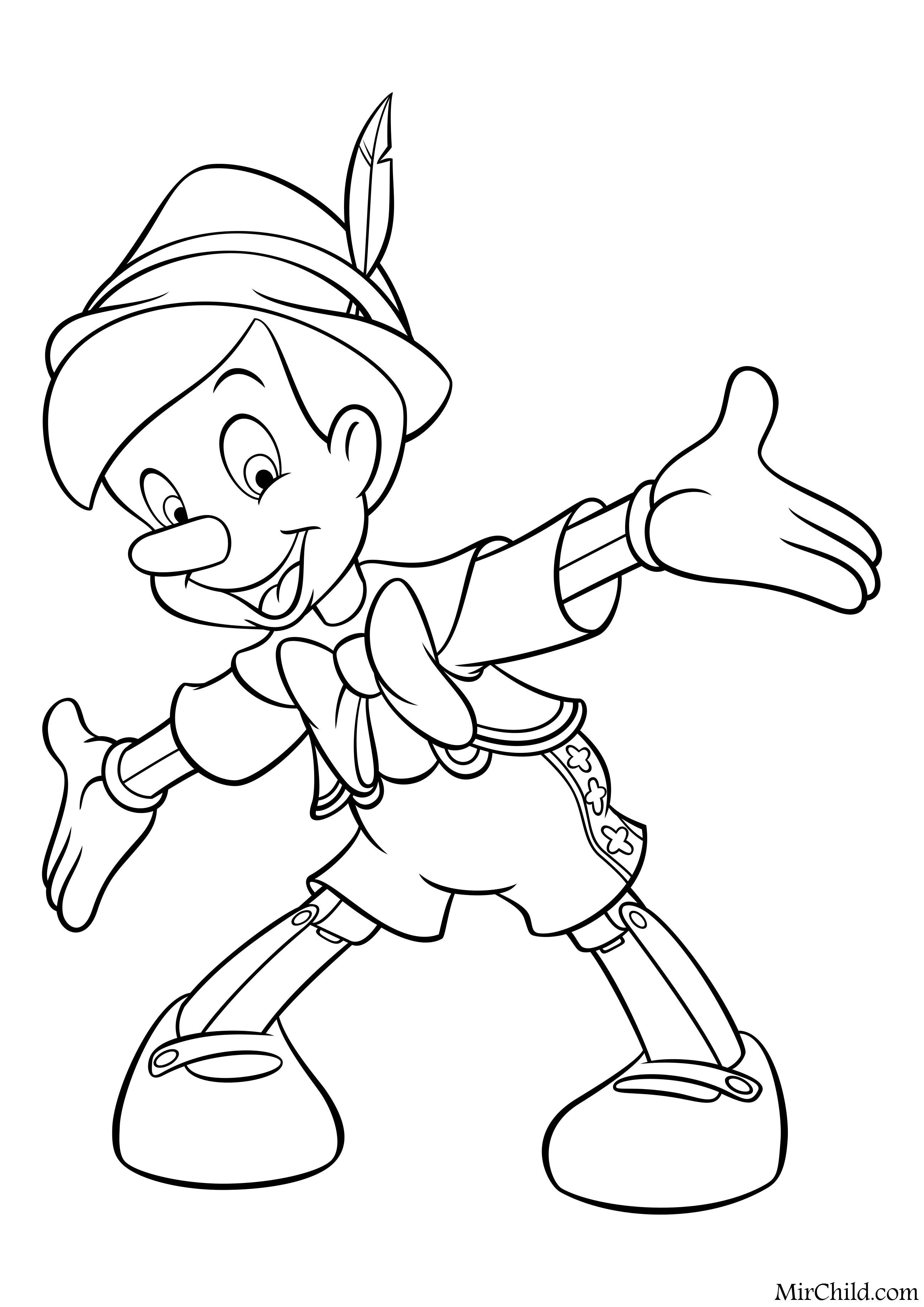 Пиноккио раскраска для детей