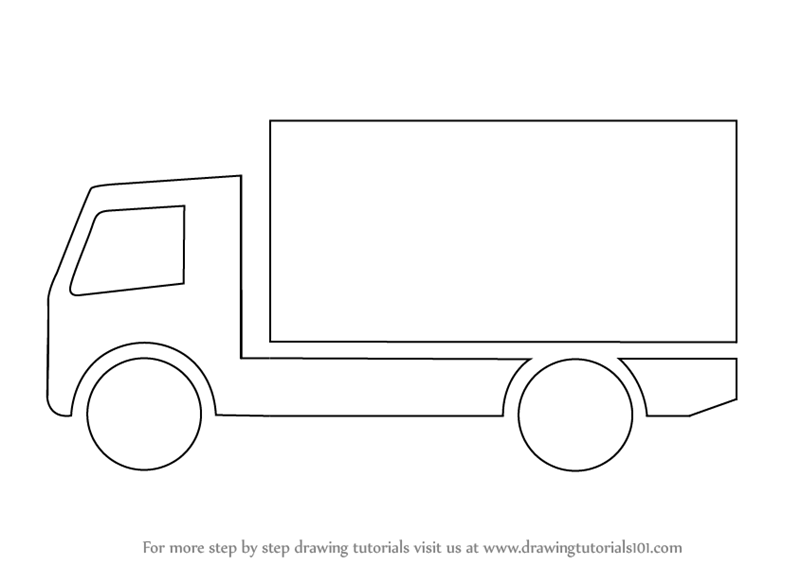 Простой грузовика. Рисование грузовая машина. Машины для рисования для детей грузовик. Грузовик рисунок карандашом. Грузовик контур.