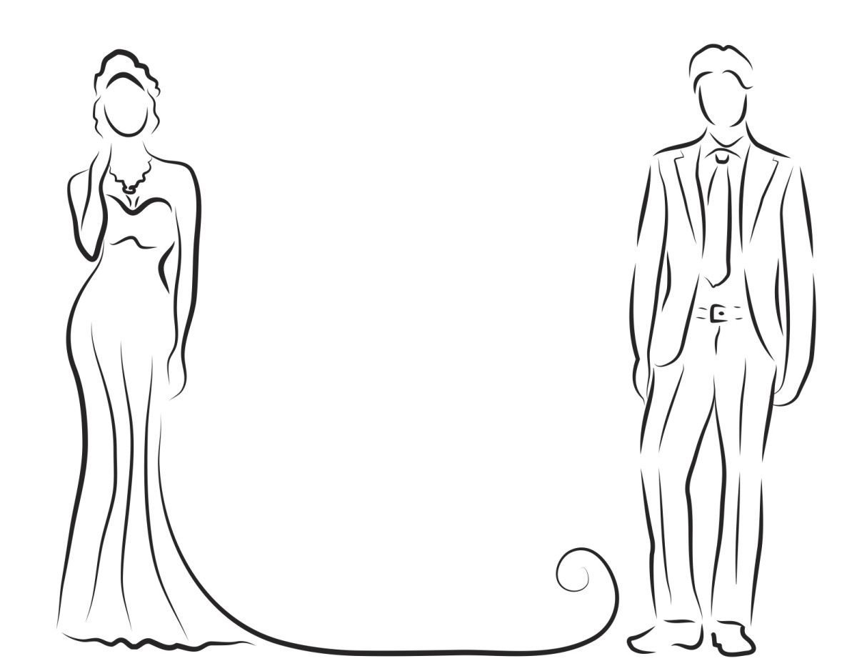 Жених и невеста контур