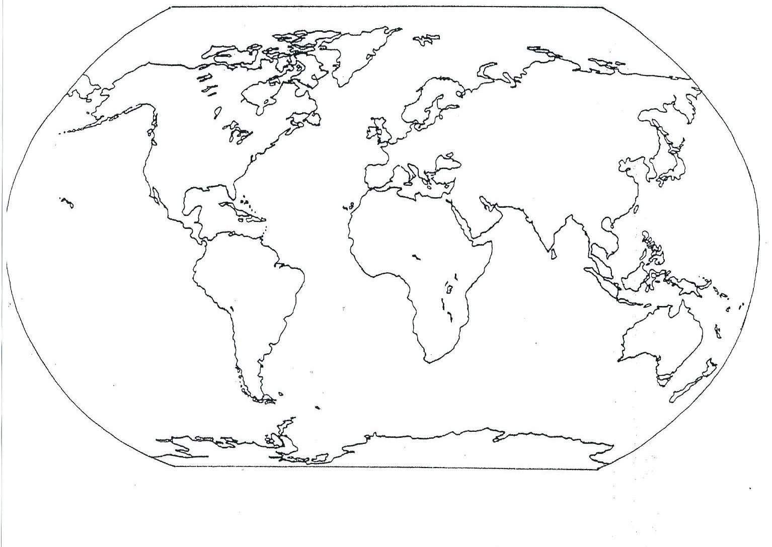 Контурное изображение карты мира