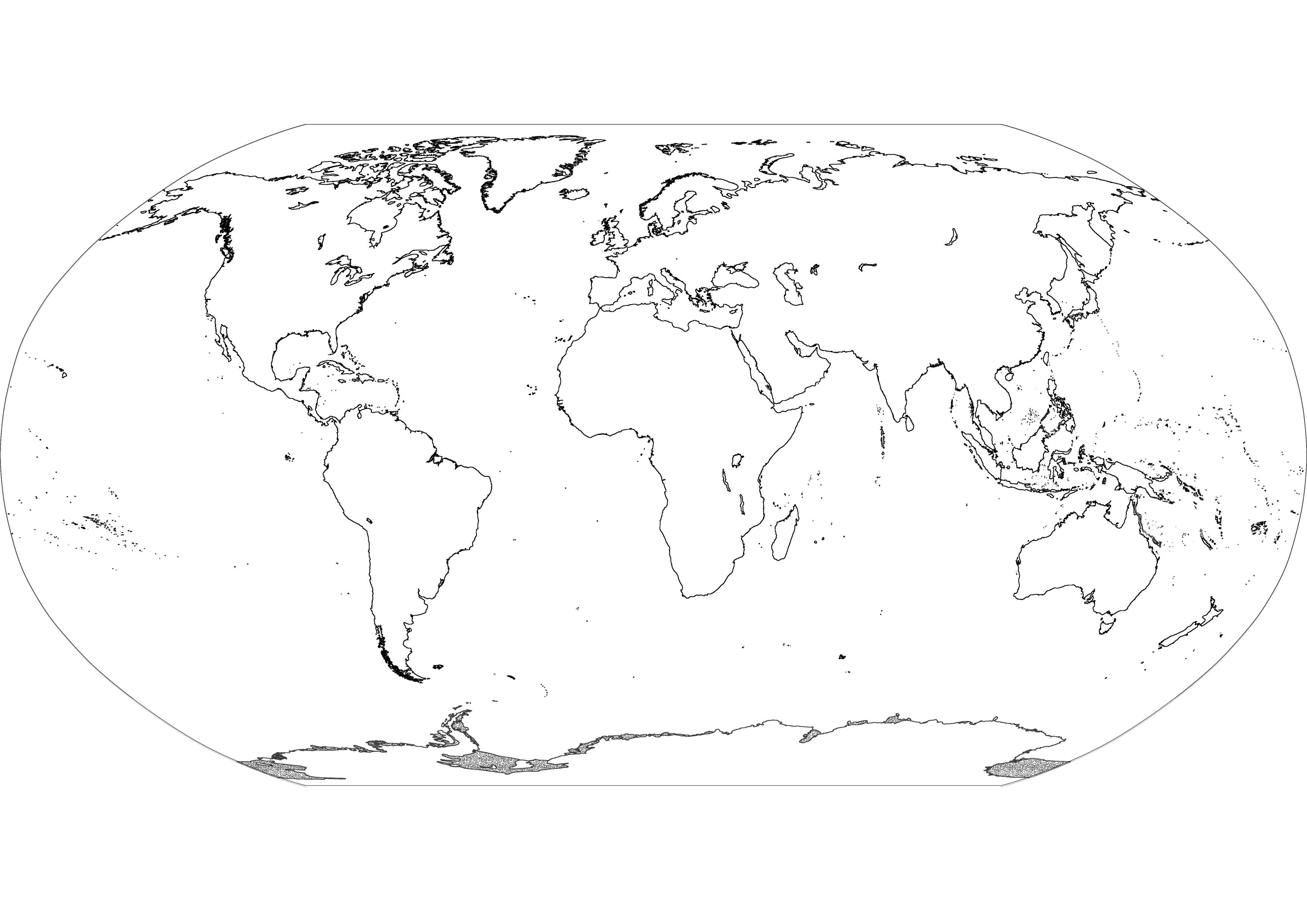 Карта мира черно белая