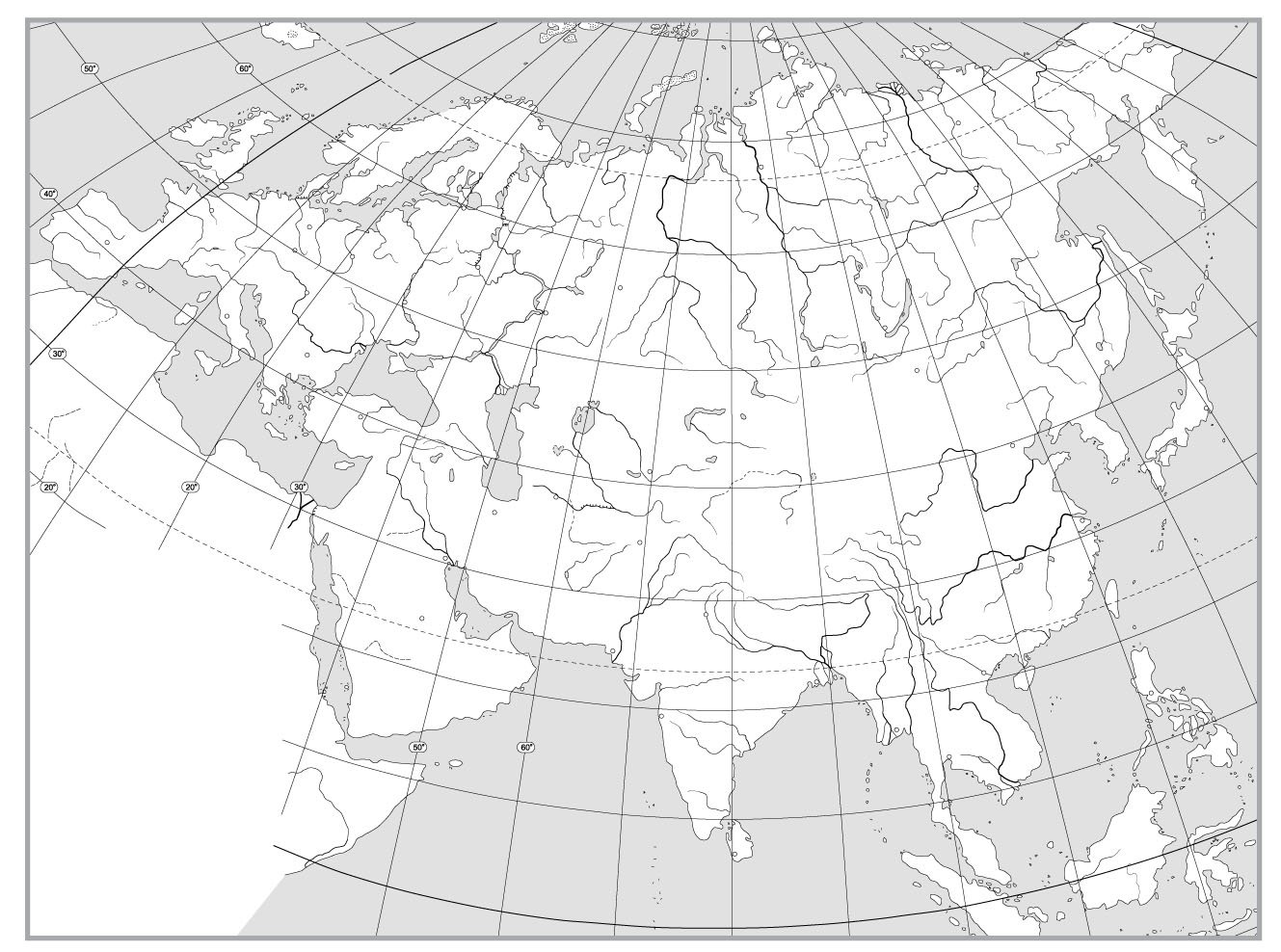 Материк Евразия контурная карта