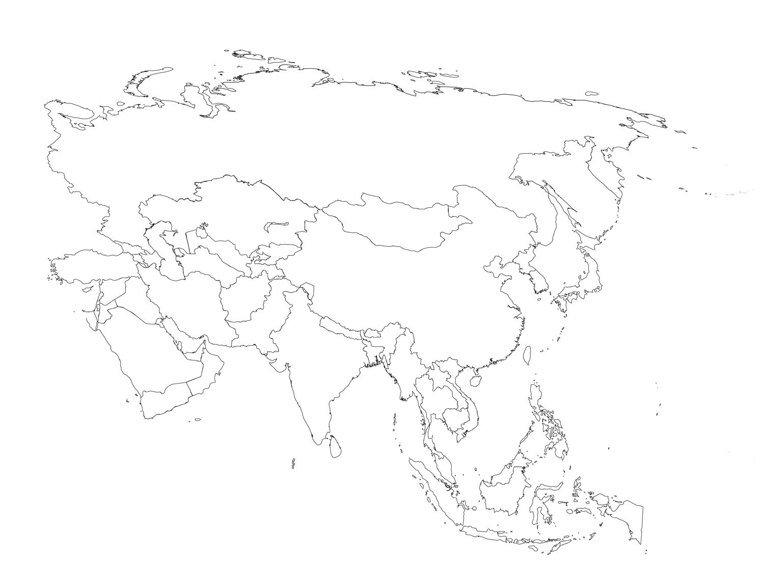 Карта Азии без надписей