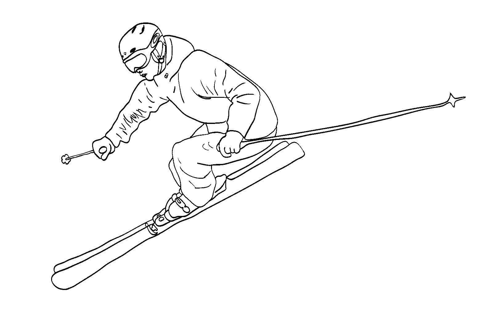 Лыжи раскраска для детей