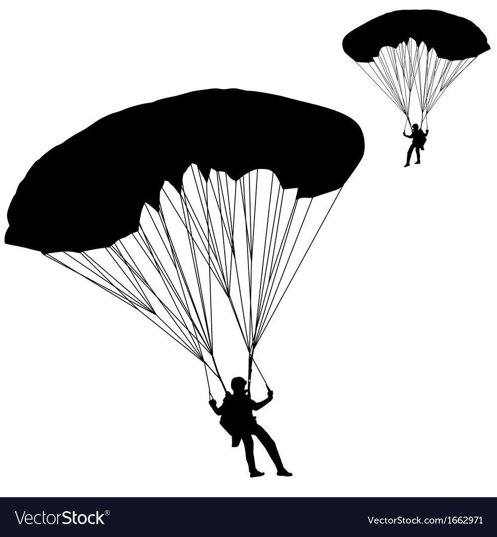 Десантник с парашютом вектор