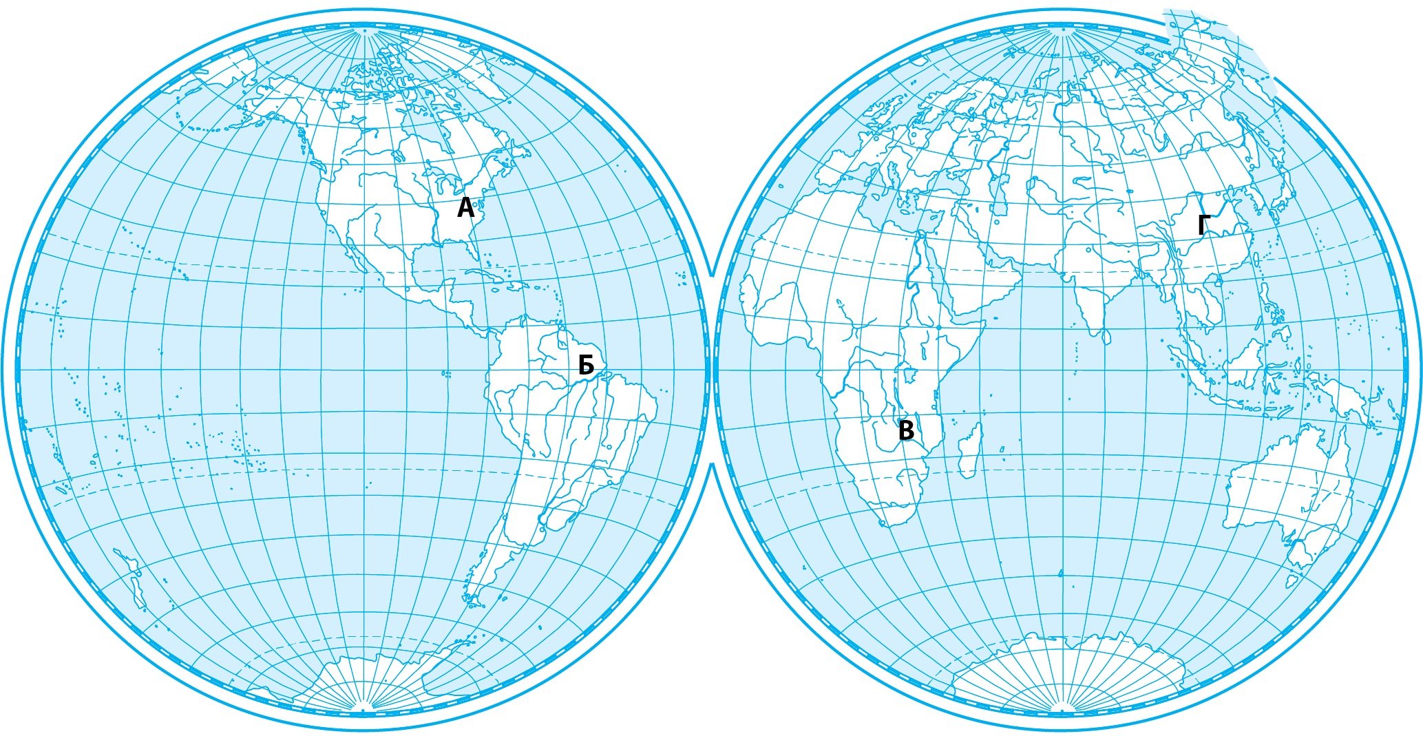Западное полушарие контурная карта география
