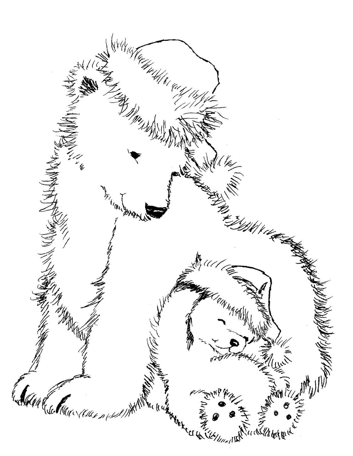 Мама Медведица и Медвежонок раскраска