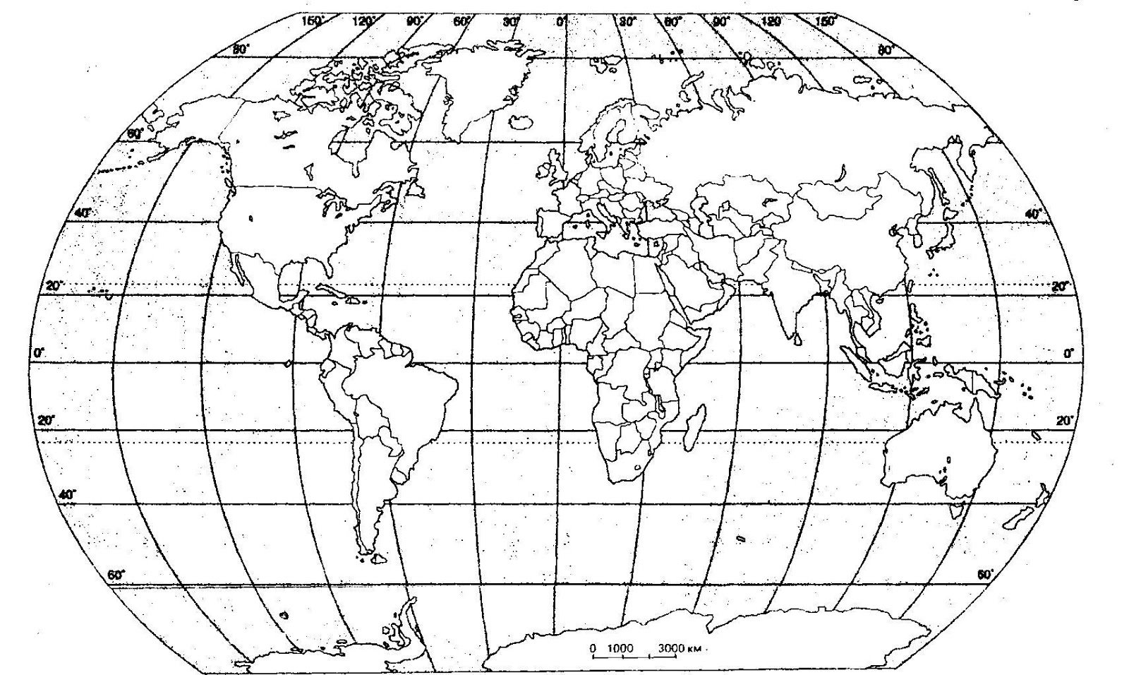 Политическая карта мира контурная карта
