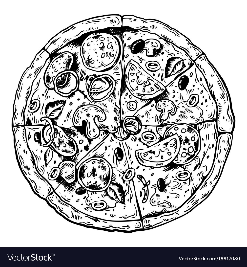 Графическая пицца черно-белая