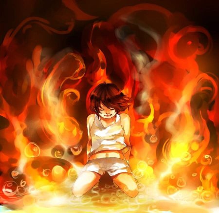 Аниме девочка огонь