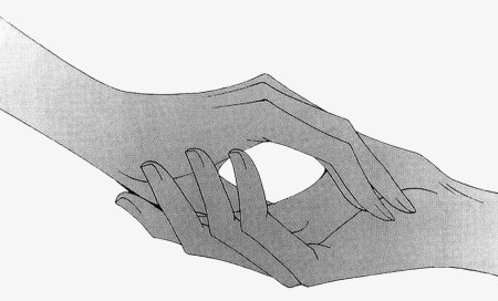 Руки тянутся друг к другу аниме