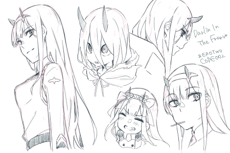 Аниме Zero two скетч