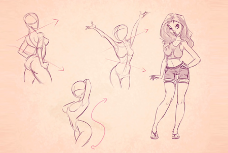 Референс позы девушки аниме