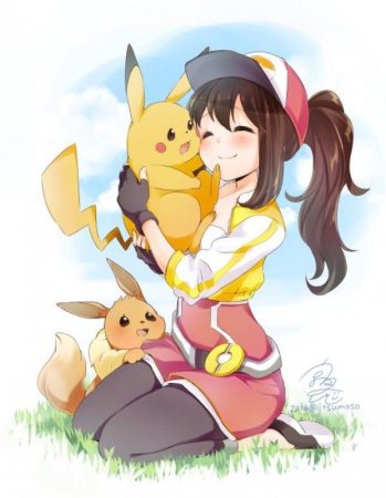 Девушка аниме покемон Пикачу