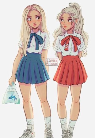 Две девочки в мультяшном стиле