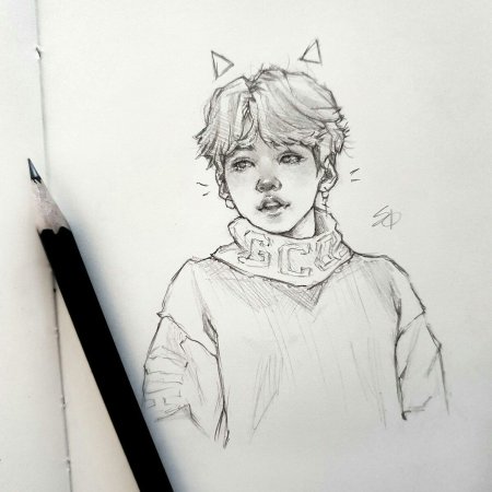 БТС аниме скетч Шуга