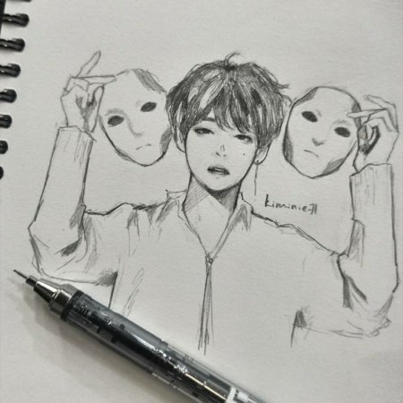 БТС аниме карандашом БТС