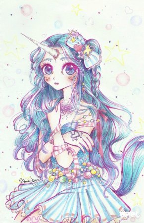 Аниме цветными карандашами