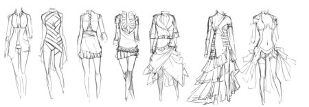 Одежда аниме девушек карандашом