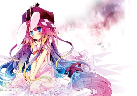 Аниме девушка с разноцветными волосами