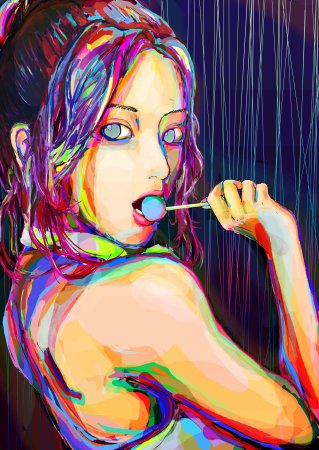 Разноцветная девушка