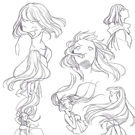 Волосы развиваются референс