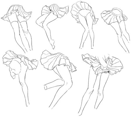 Позы для рисования в юбке