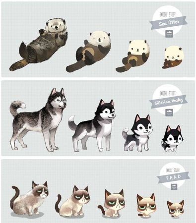 Хаски в мультяшном стиле