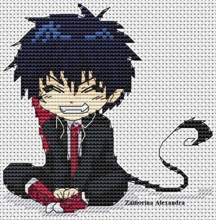 Вышивание крестиком аниме синий экзорцист