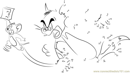 Раскраска том и Джерри по цифрам