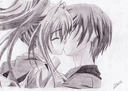 Поцелуй рисунок аниме