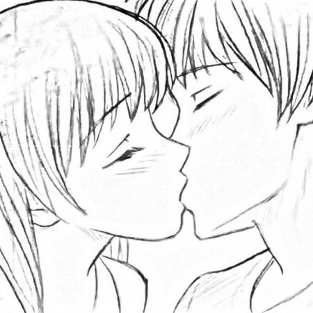 Аниме поцелуй срисовка для начинающих