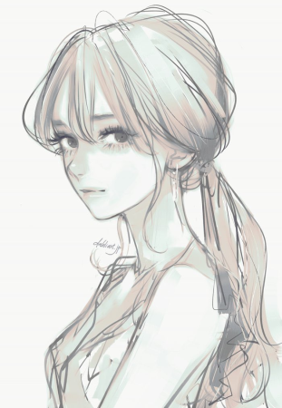 Арт лицо девушки из аниме набросок